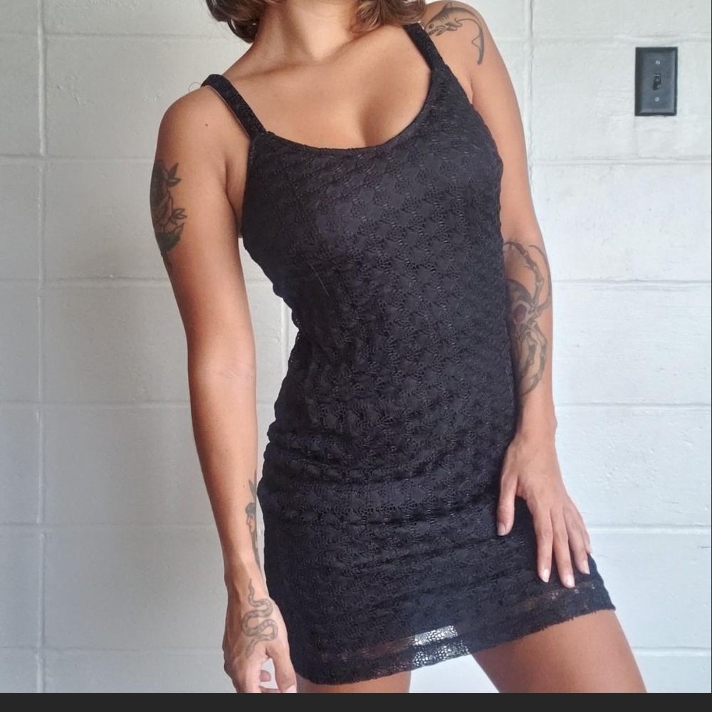 Vintage Caren Desiree Company Black Lace Dress Size 2